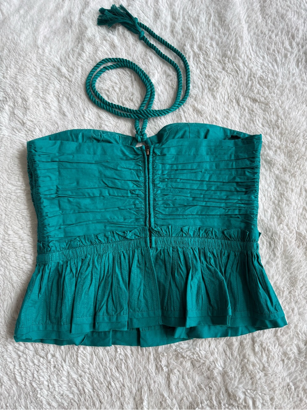 Ulla Johnson Adaleigh Peplum Halter Top - Verdigris - Picture 4 of 7